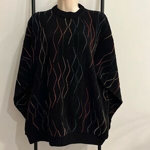 Vintage 90s Protege Collection Cosby Style Black Knit Sweater Men Size L